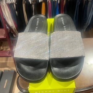 Gianni Bini Black and Silver Slide Sandals size 10